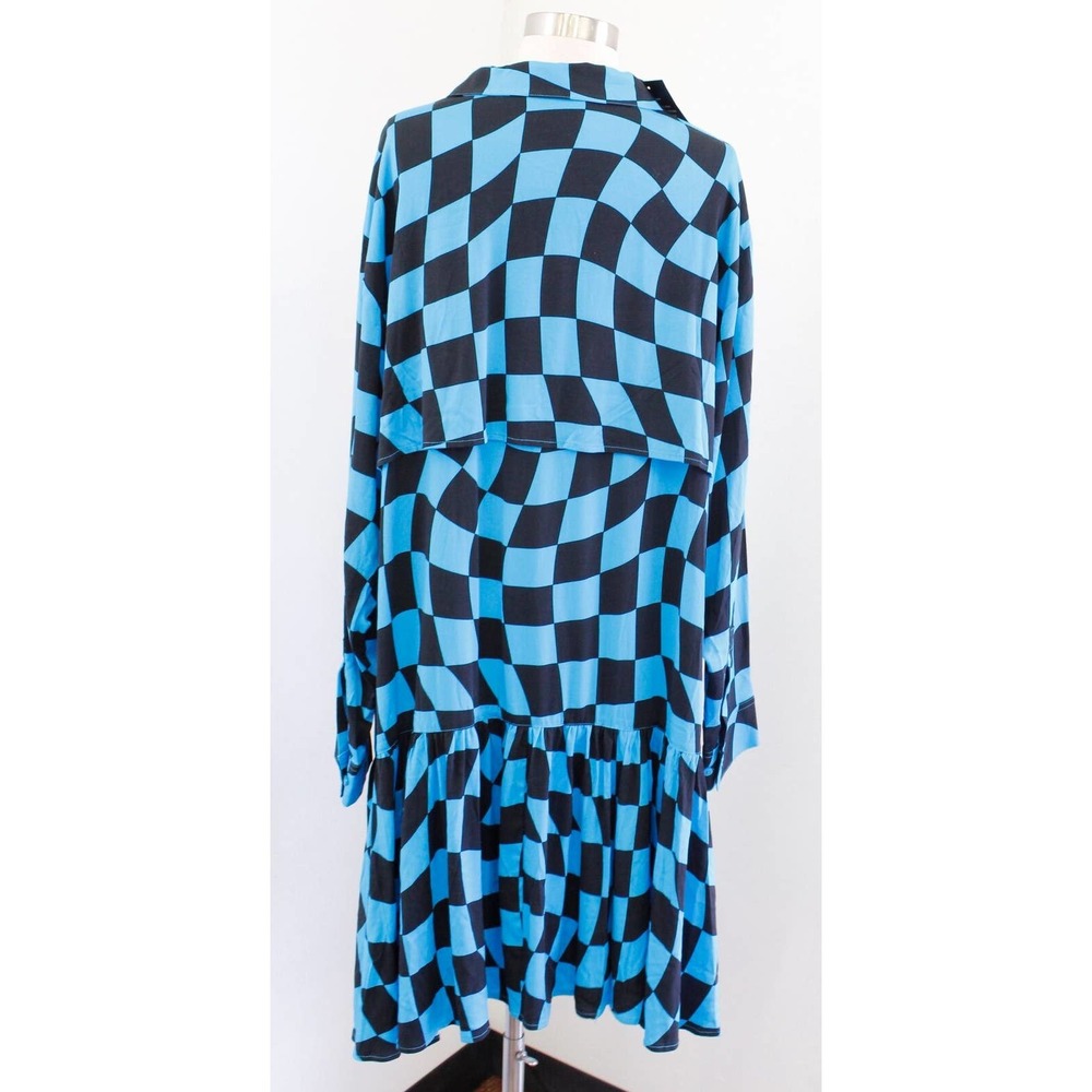 NWT 11 Honore Alicia Blue Black Checker Plaid Shift Dress Size 20 Novelty Retro - Picture 8 of 8